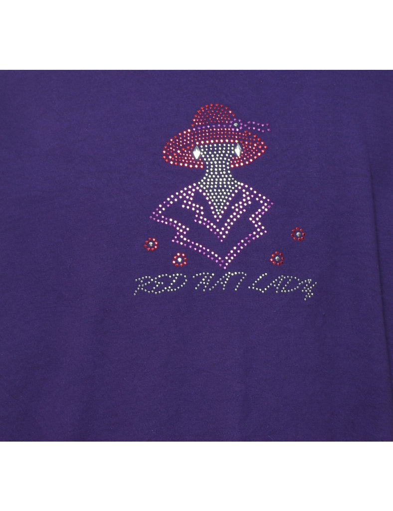 Purple & Red Hat Lady Design Sweatshirt - XL