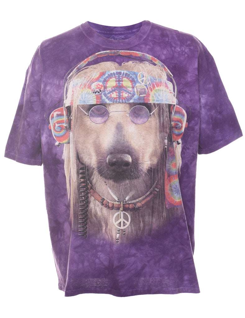 Purple Tie Dye The Mountain Dog Print T-shirt - XL