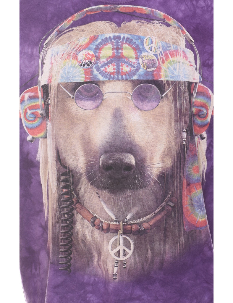 Purple Tie Dye The Mountain Dog Print T-shirt - XL