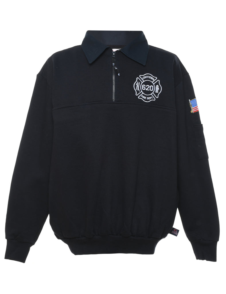 Quarter-Zip Navy Sweatshirt - L