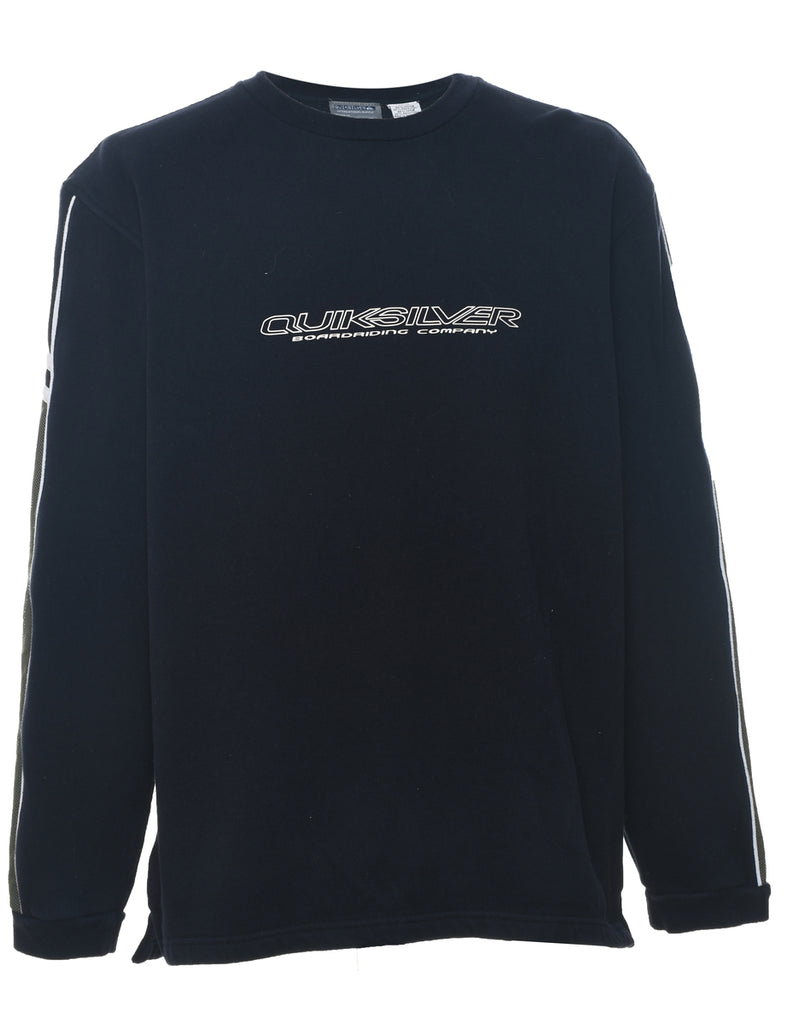 Quicksilver Navy Embroidered 1990s Sweatshirt - M