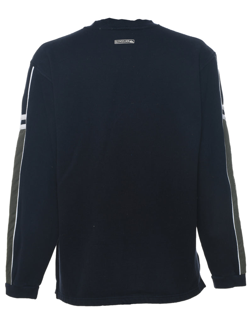 Quicksilver Navy Embroidered 1990s Sweatshirt - M