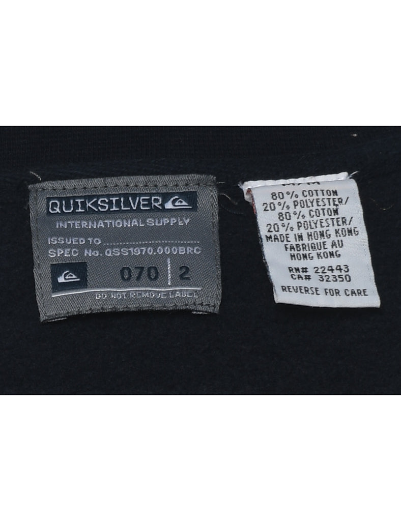 Quicksilver Navy Embroidered 1990s Sweatshirt - M