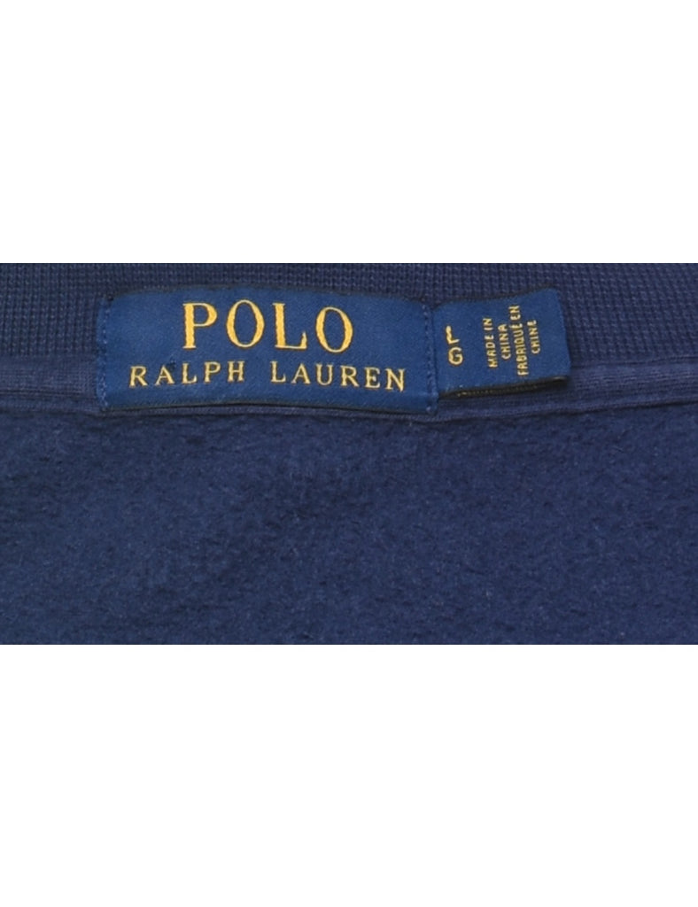 Ralph Lauren Navy Embroidered Printed Sweatshirt - L