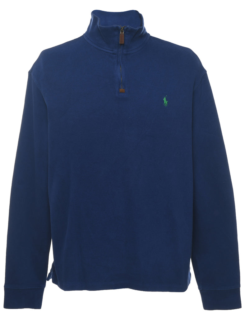 Ralph Lauren Navy Quarter-Zip Sweatshirt - XL