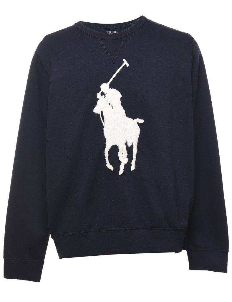 Ralph Lauren Navy & White Printed Sweatshirt - L