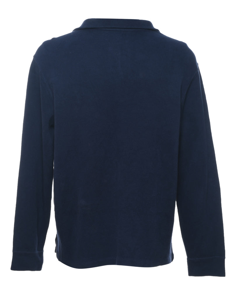 Ralph Lauren Plain Navy Quarter-Zip Sweatshirt - L