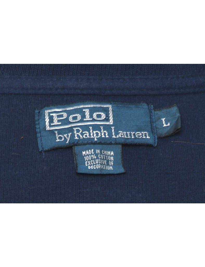 Ralph Lauren Plain Navy Quarter-Zip Sweatshirt - L
