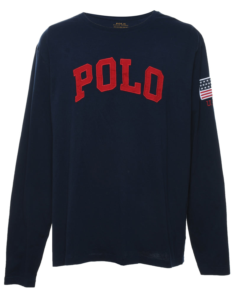 Ralph Lauren Polo Navy & Red Embroidered Printed T-shirt - XL