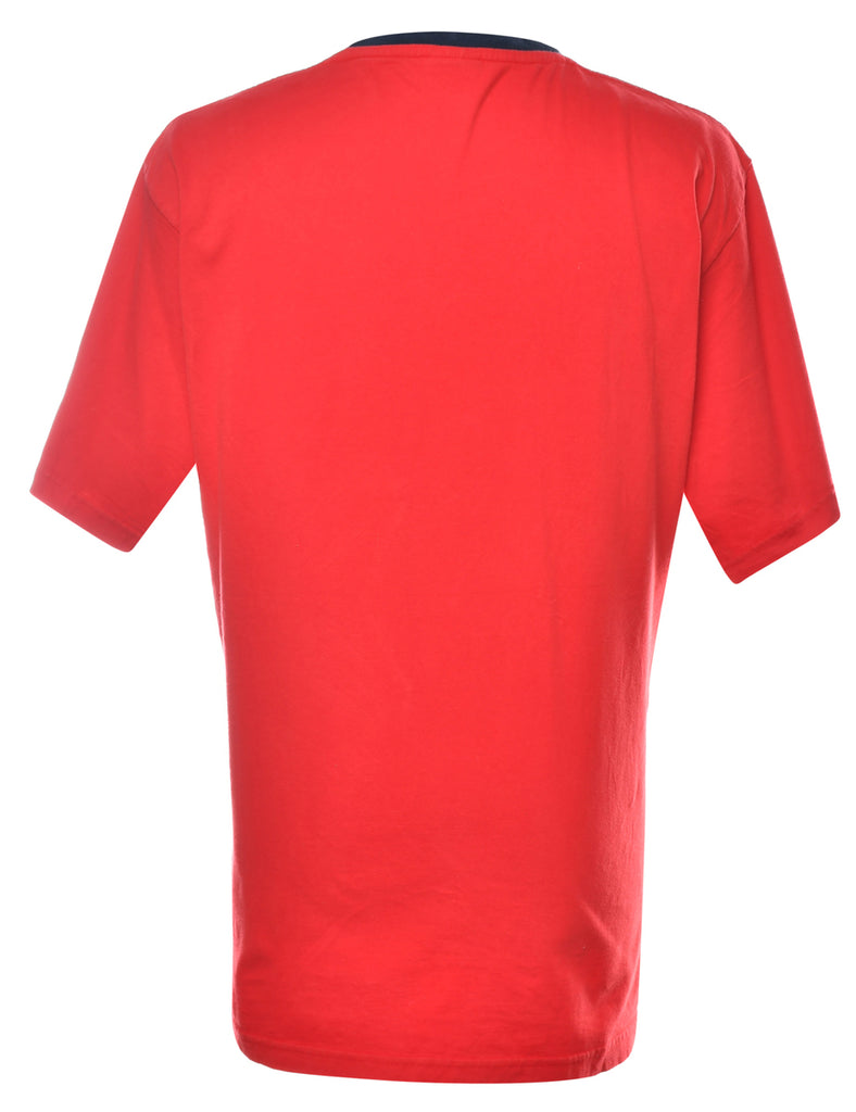 Ralph Lauren Red & Navy Ringer Neck Printed T-shirt - XL