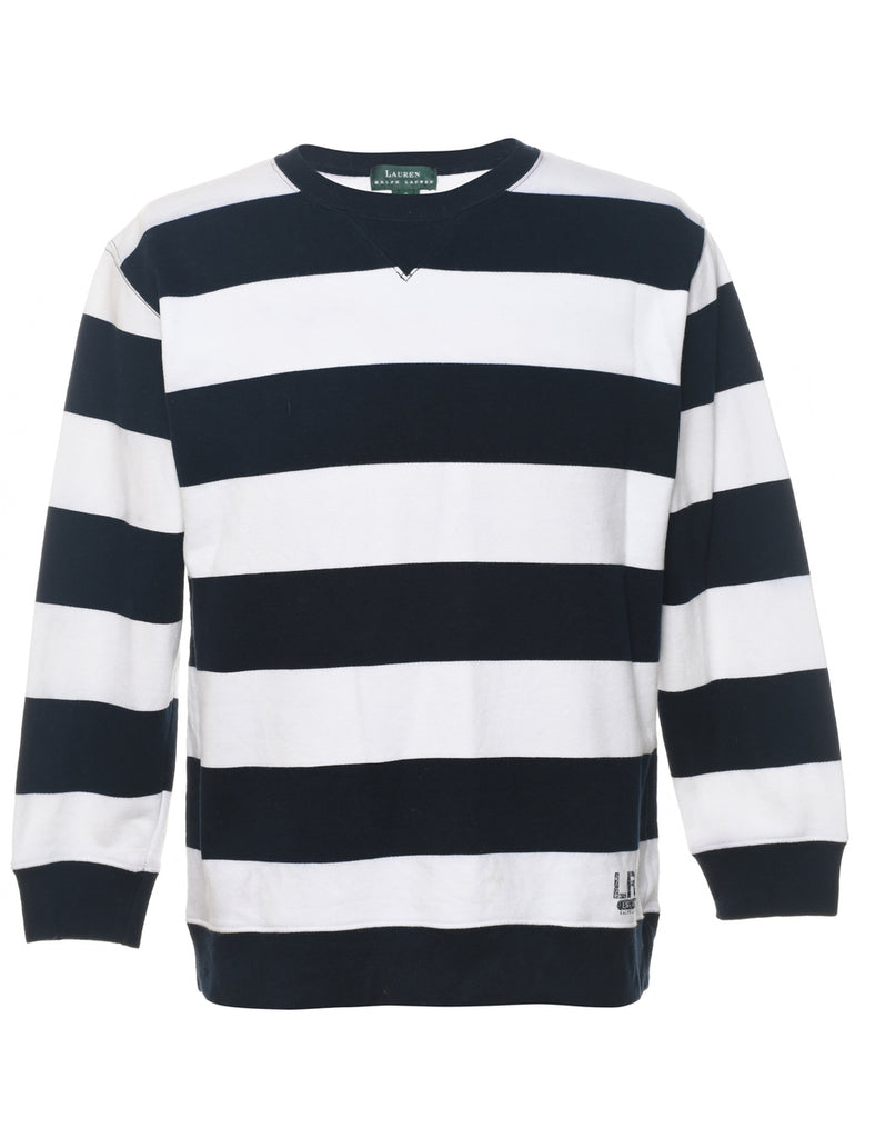 Ralph Lauren Striped Plain Navy & White Striped Sweatshirt - S