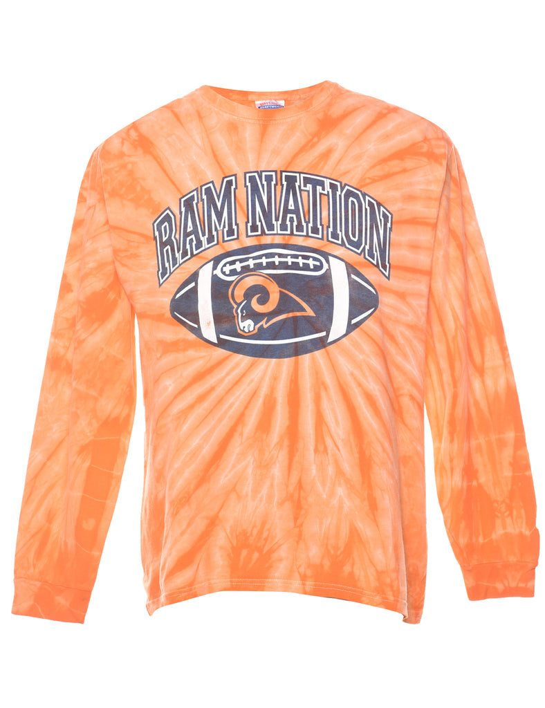 Ram Nation Orange, Brown & White Tie Dye T-shirt - M