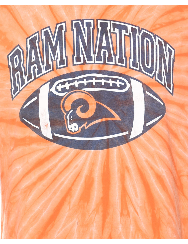 Ram Nation Orange, Brown & White Tie Dye T-shirt - M