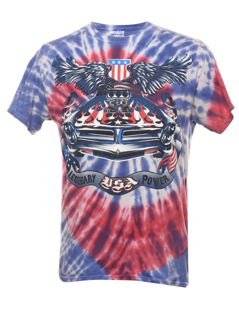 Red & Blue Legendary Power Car Design T-Shirt - M
