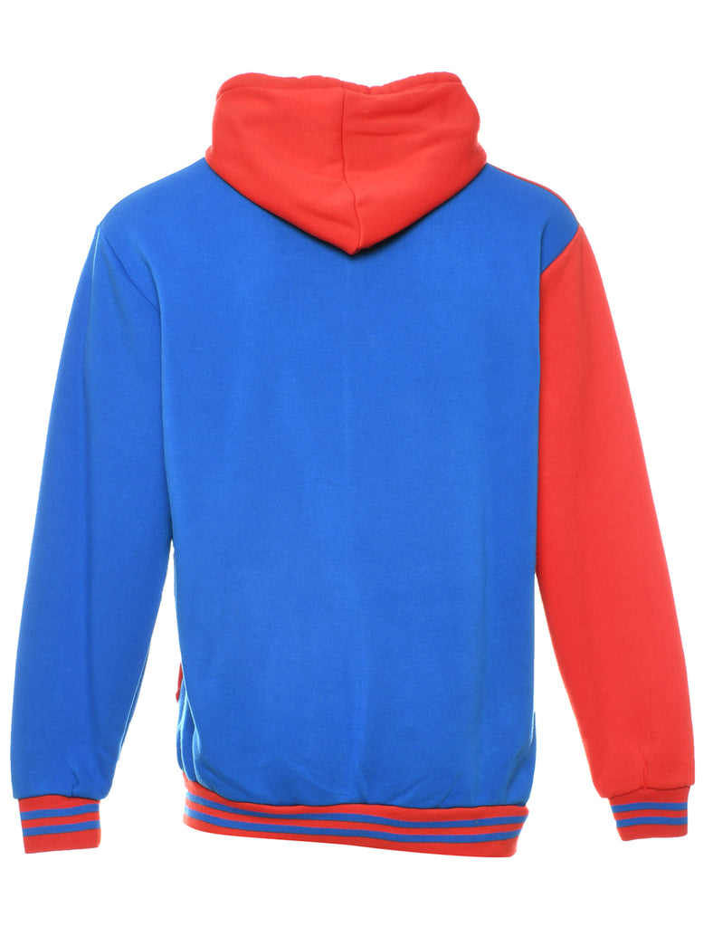 Red & Blue Paid In Full Printed Hoodie - L