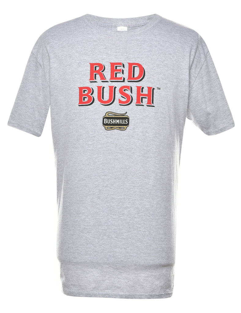 Red Bush Red & Grey Printed T-shirt - L