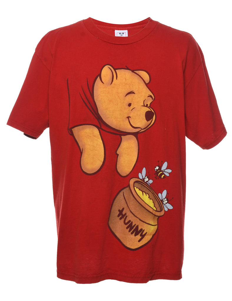 Red Disney Winnie The Pooh Cartoon T-shirt - XL