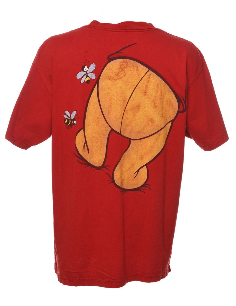 Red Disney Winnie The Pooh Cartoon T-shirt - XL