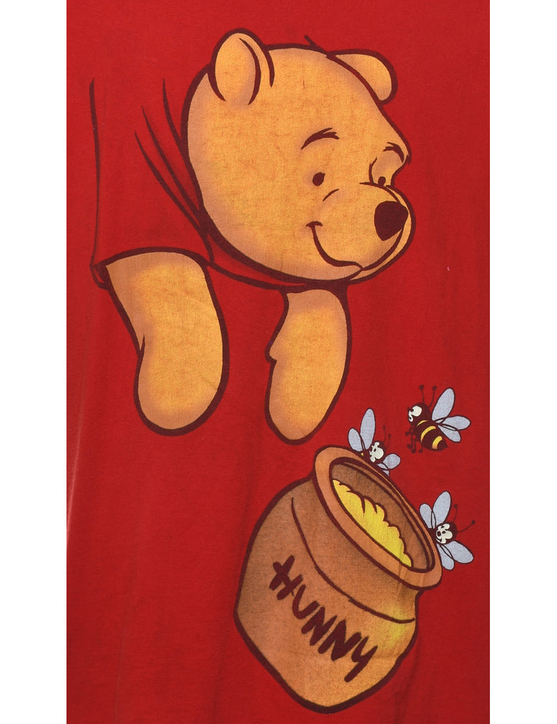 Red Disney Winnie The Pooh Cartoon T-shirt - XL