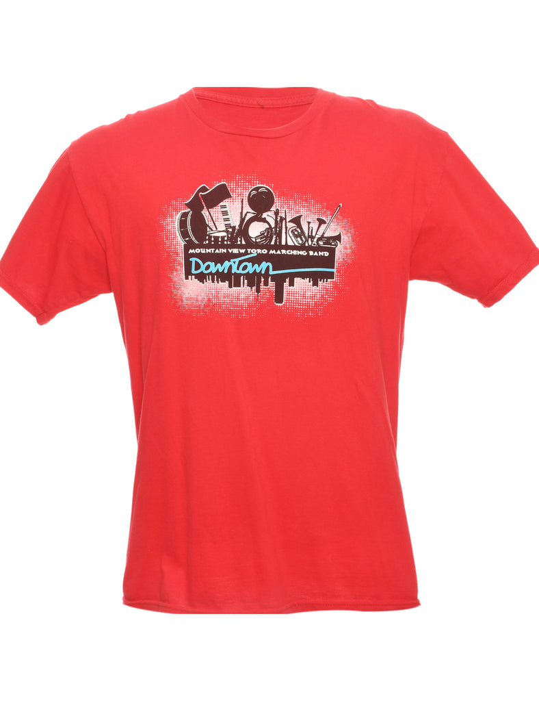 Red Downtown Band T-shirt - L