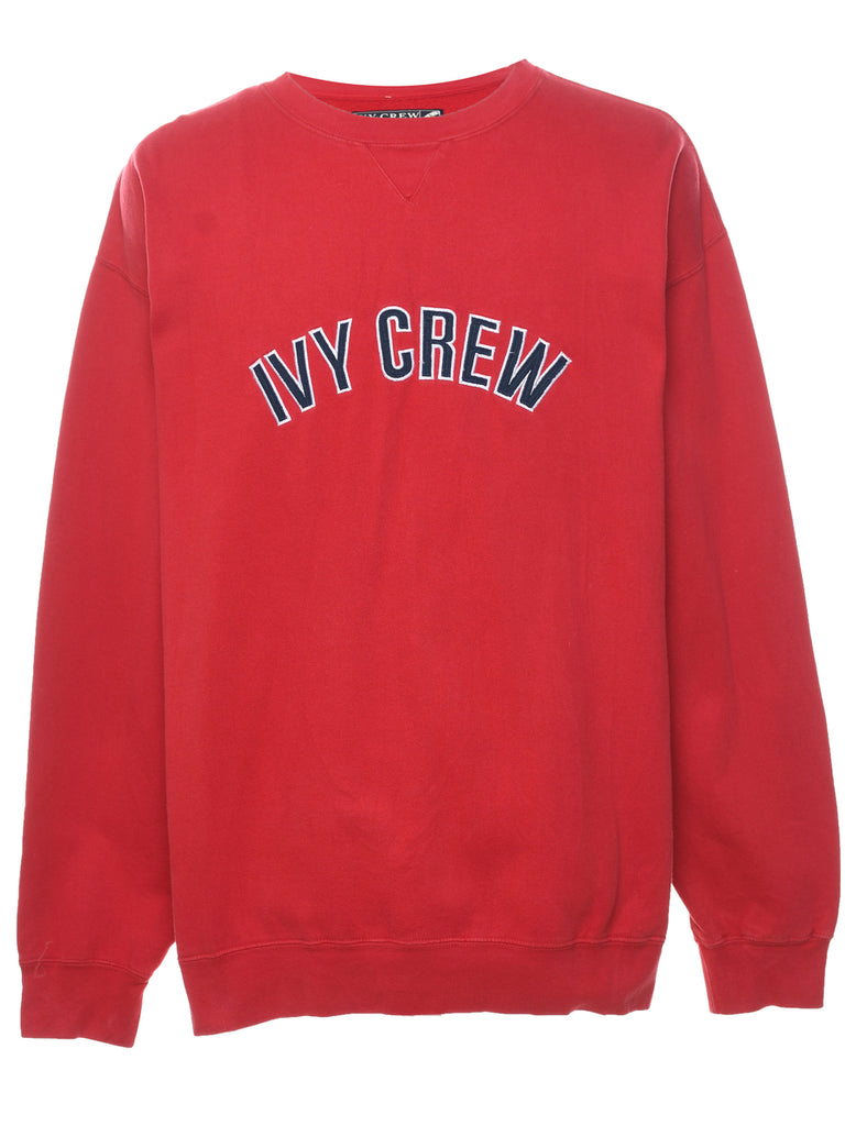 Red Embroidered Ivy Crew Sweatshirt - XL