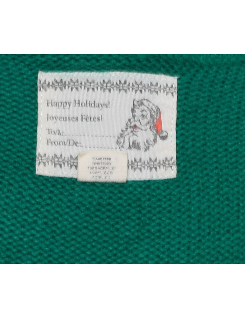 Red & Green Santa Claus Design Christmas Jumper - M