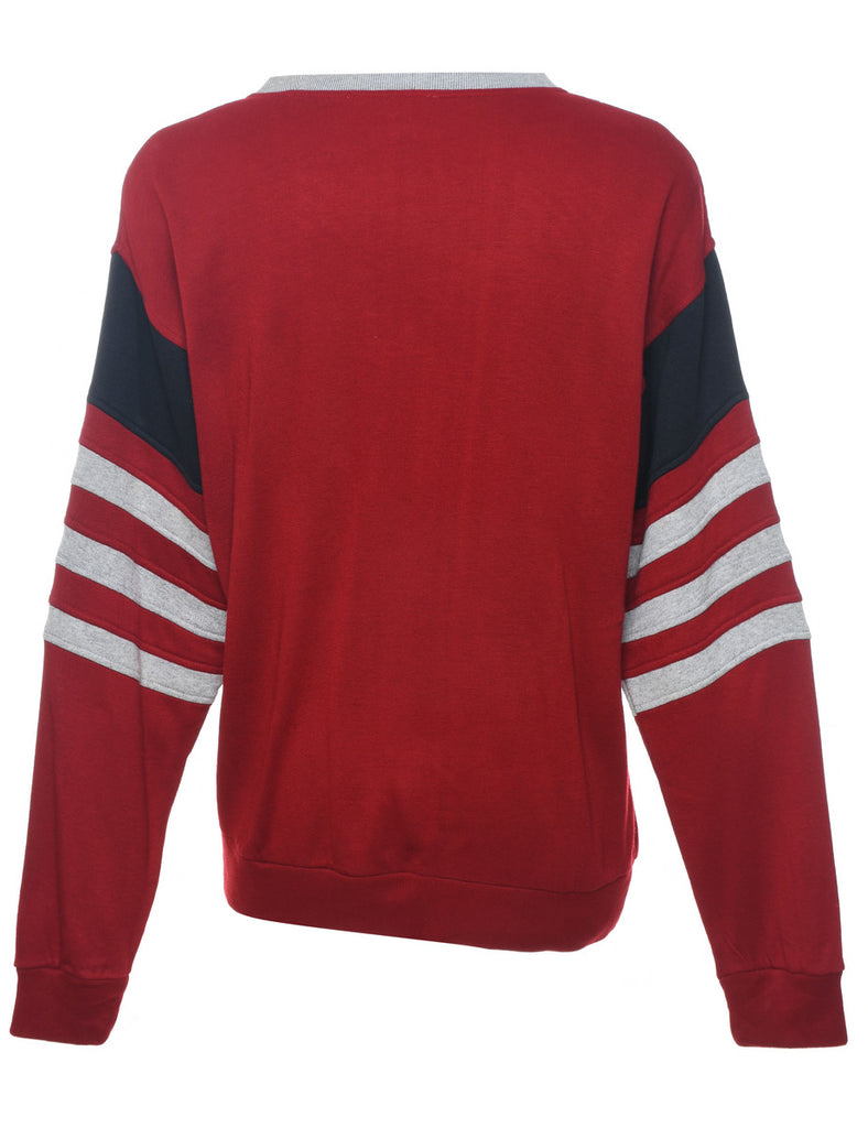 Red, Grey & Black Plain Sweatshirt - L
