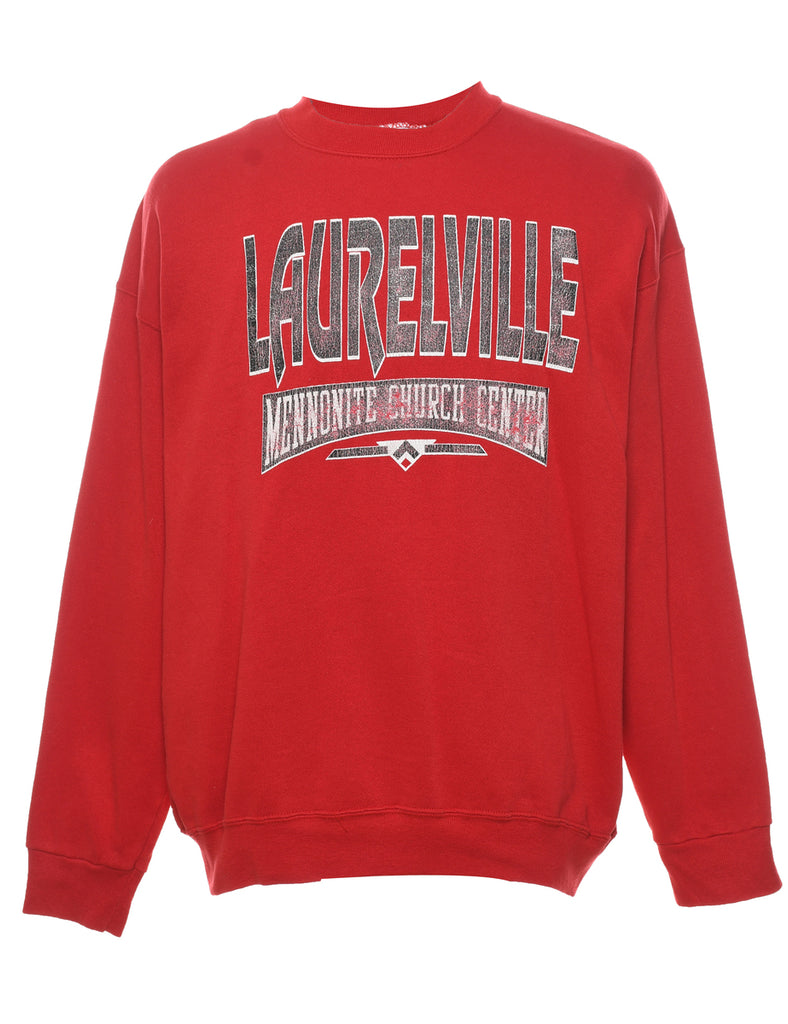 Red & Grey Printed Laurelville Sweatshirt - XL