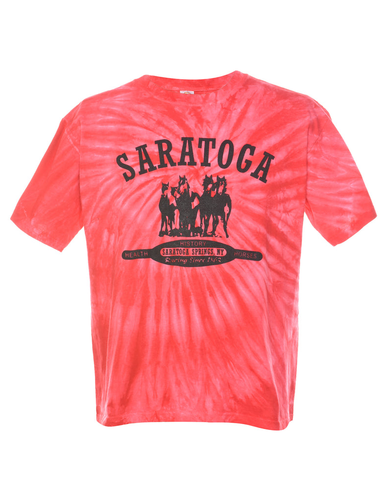 Red Hand Dyed Saratoga Tie Dye T-shirt - M
