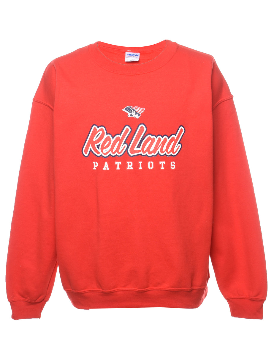 Unisex Red Land Patriots Printed Sweatshirt Red L Beyond Retro