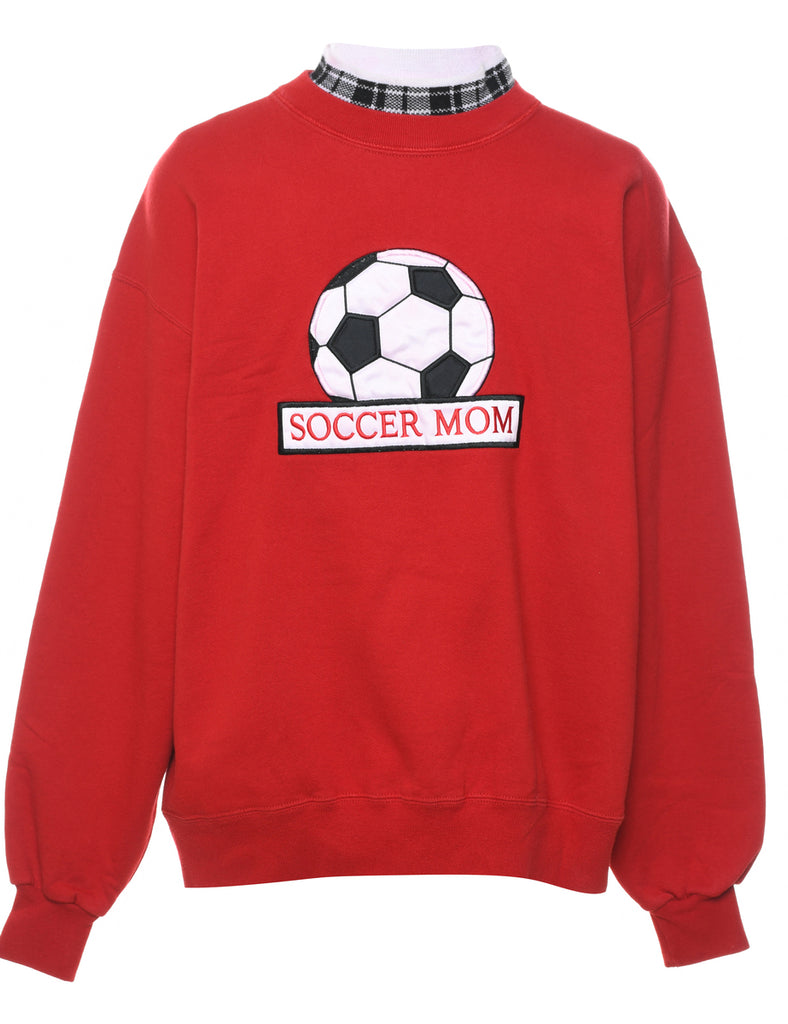 Red Soccer Mom Design Sweatshirt - L