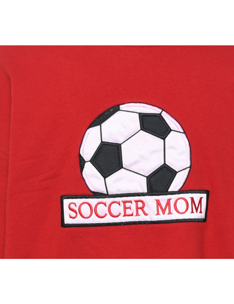Red Soccer Mom Design Sweatshirt - L