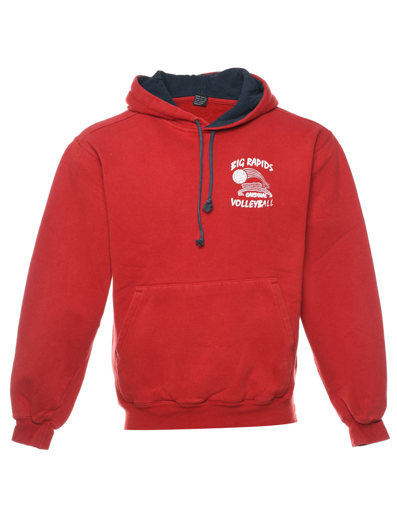 Red Volleyball Hooded Sports Sweatshirt - S