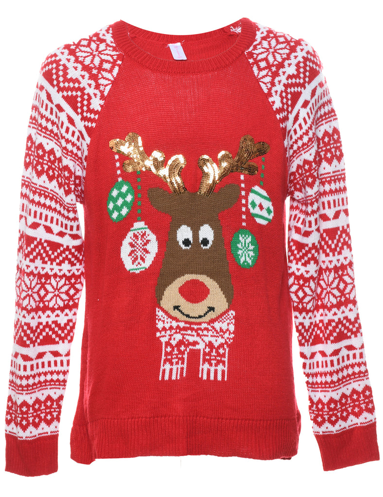 Reindeer Christmas Jumper - M
