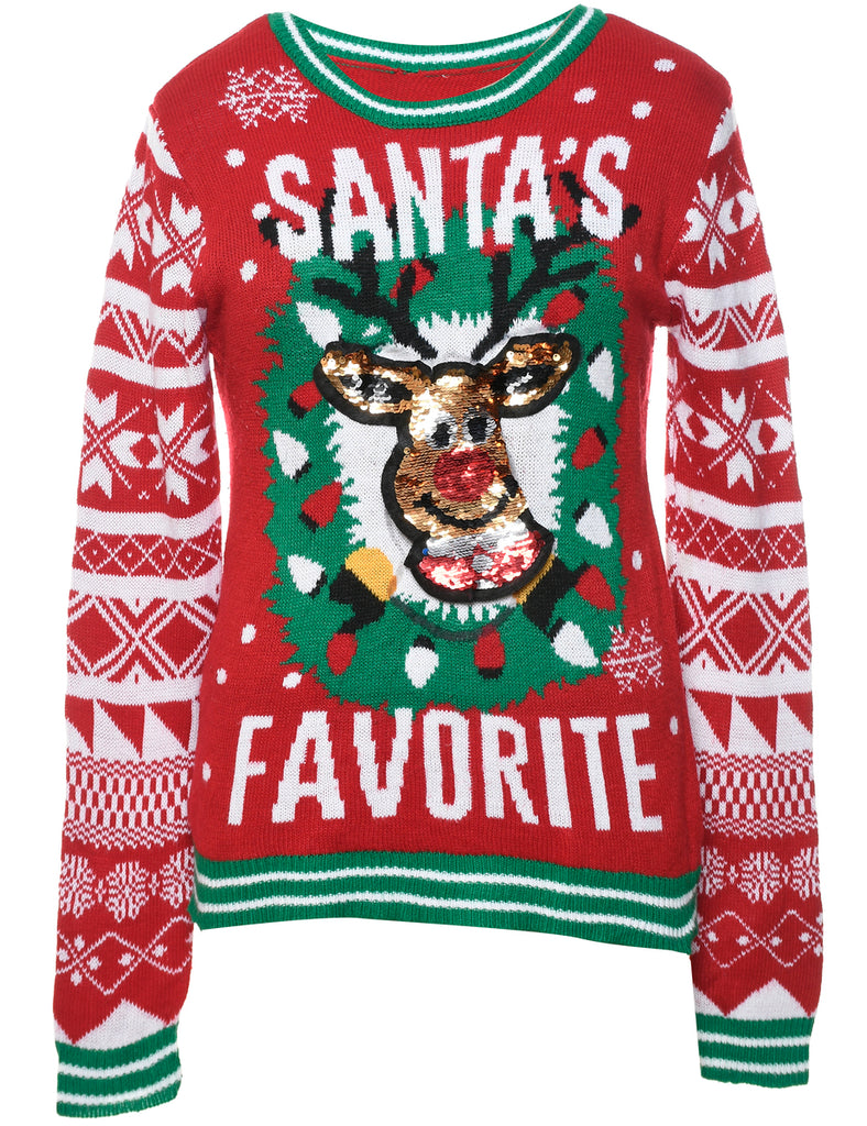Reindeer Christmas Jumper - M