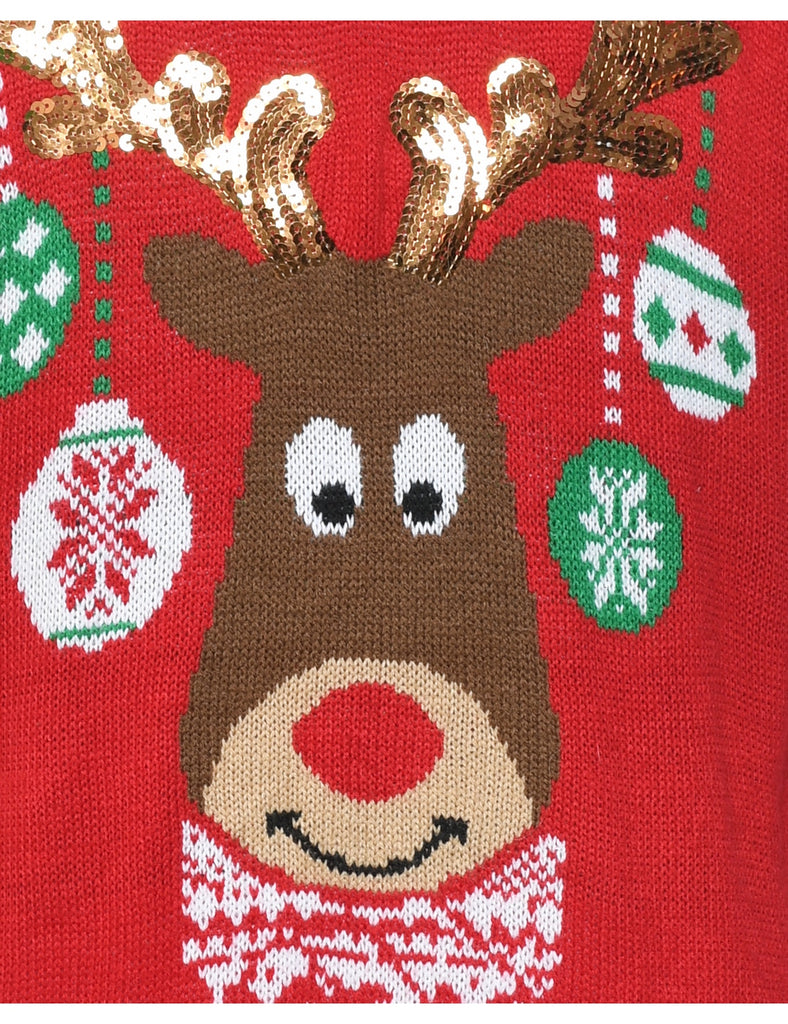 Reindeer Christmas Jumper - M