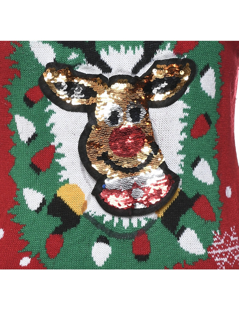 Reindeer Christmas Jumper - M
