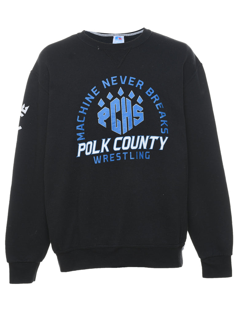 Russell Athletic Black & Blue Wrestling Design Printed Sweatshirt - XL
