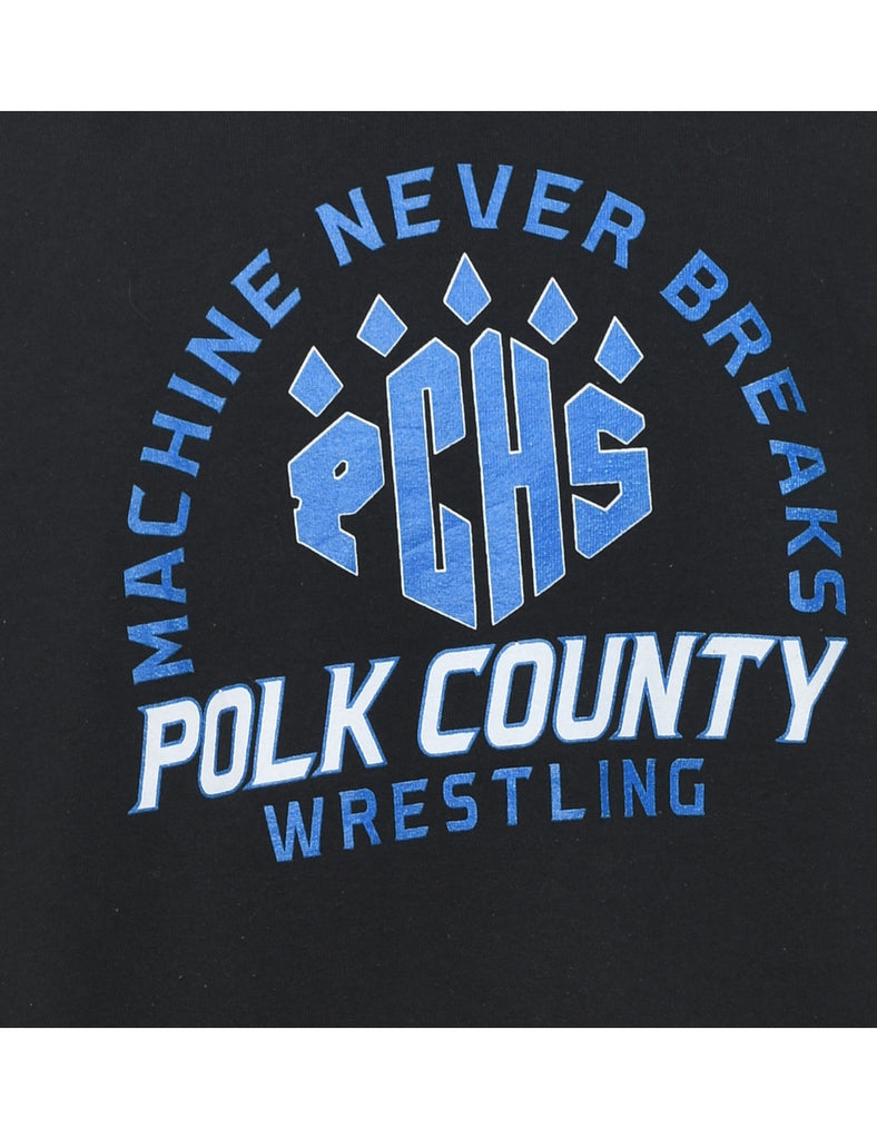 Russell Athletic Black & Blue Wrestling Design Printed Sweatshirt - XL