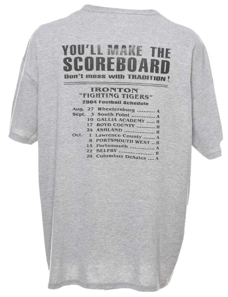 Russell Athletic Grey & Orange If You're Lucky Printed T-shirt - XL