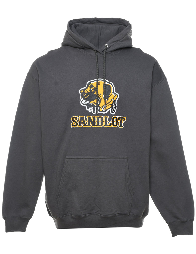 Sandlot Dark Grey & Yellow Printed Hoodie - XL
