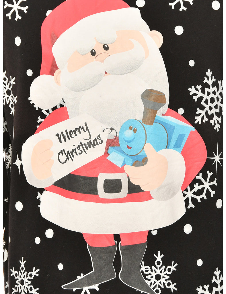 Santa Claus Black Christmas Sweatshirt - L