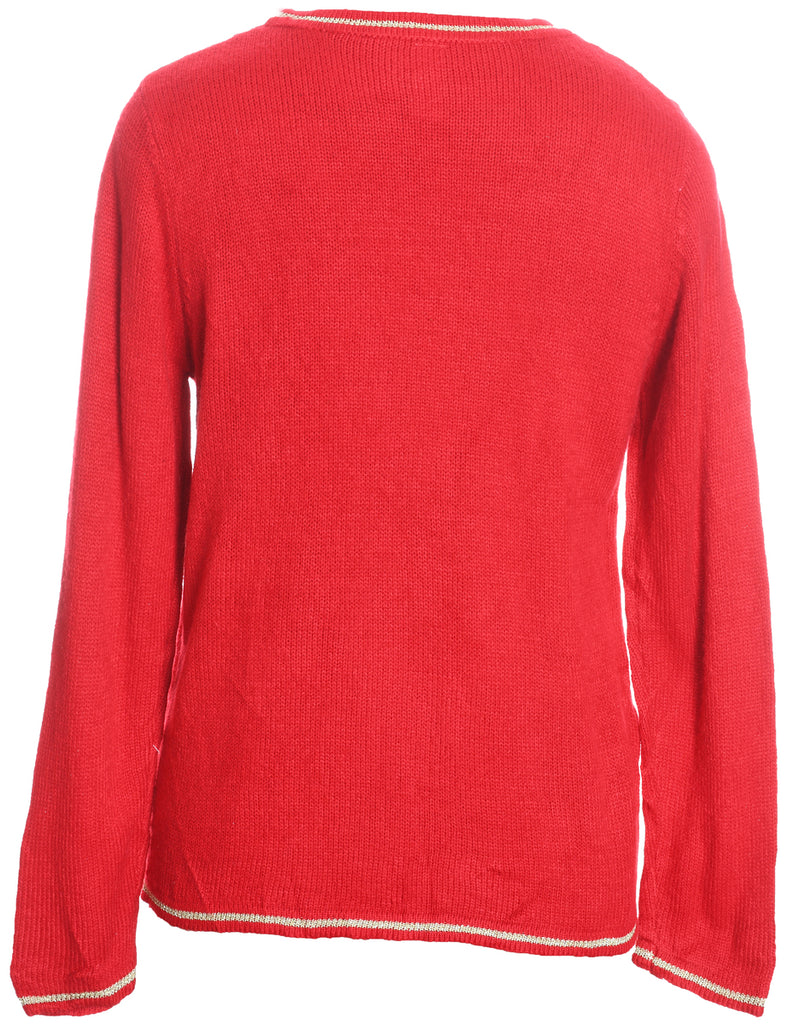 Santa Claus Design Red Knit Christmas Jumper - S