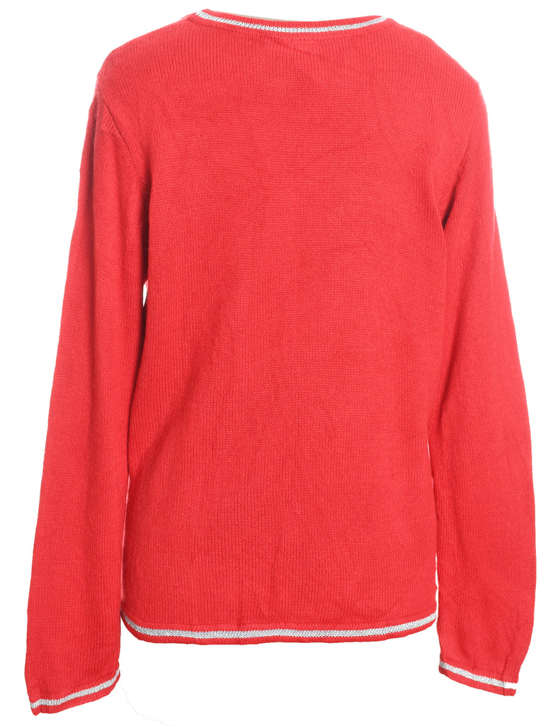 Santa Claus Design Red Knit Christmas Jumper - XL