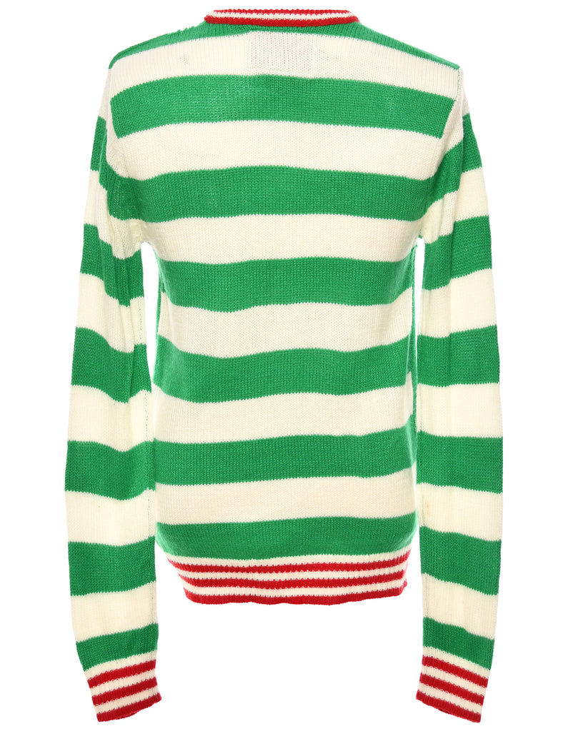 Santa Claus Green Christmas Jumper - S