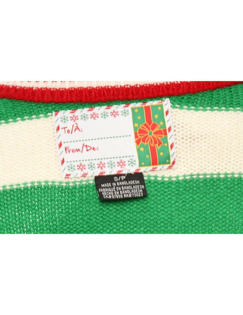 Santa Claus Green Christmas Jumper - S