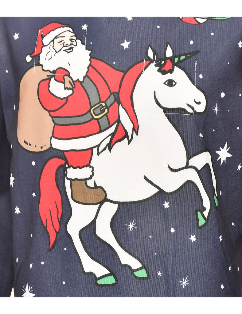 Santa Claus Navy Christmas Sweatshirt - M