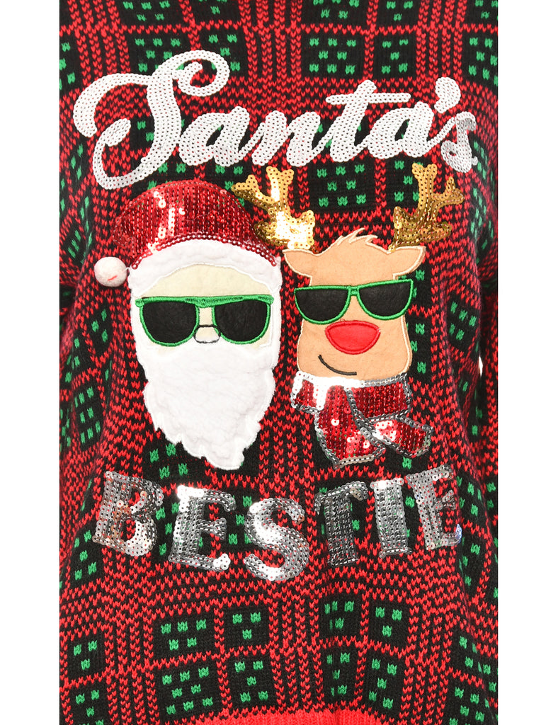 Santa Claus & Reindeer Christmas Jumper - M