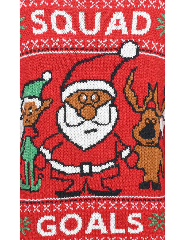 Santa Claus & Reindeer Christmas Jumper - M