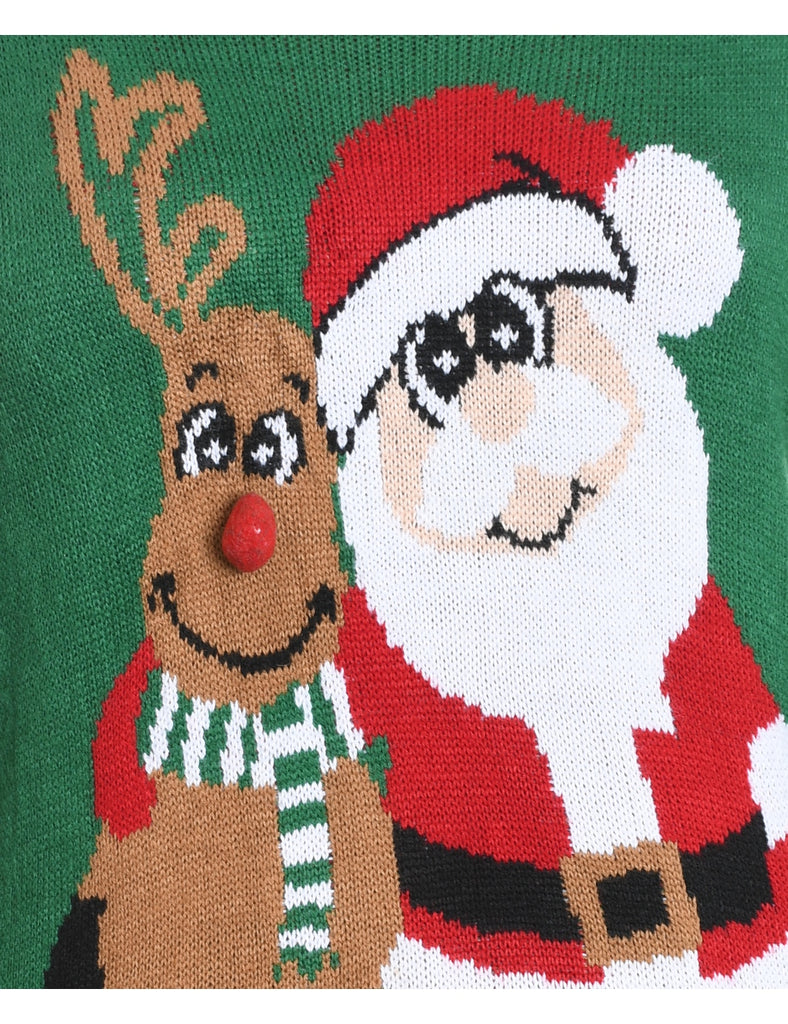Santa Claus & Reindeer Christmas Jumper - L